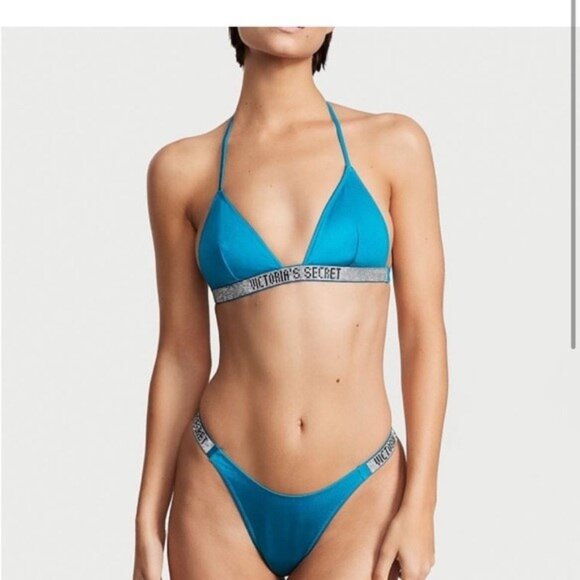 Victorias Secret Shine Strap Triangle Bikini Swim Top NWT - Picture 1 of 4